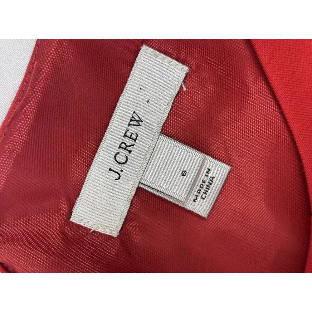 J. Crew Wool Blend Sleeveless A-Line Allie Dress Pleated Pockets Poppy Red Sz 6
